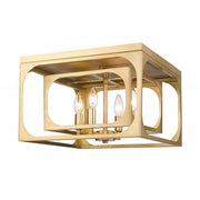 4 Light Flush Mount Light-Rubbed Brass