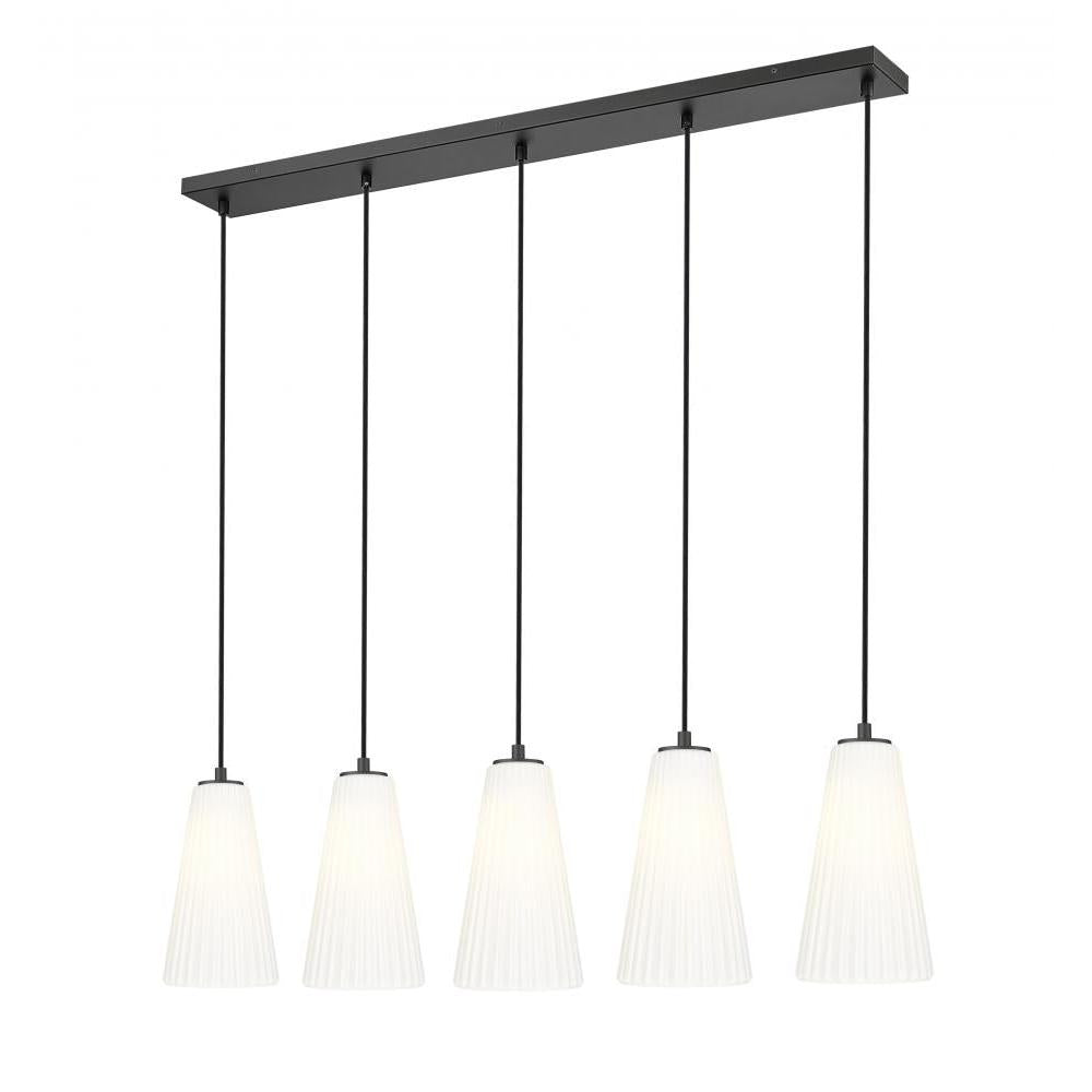 5 Light Linear Chandelier-White