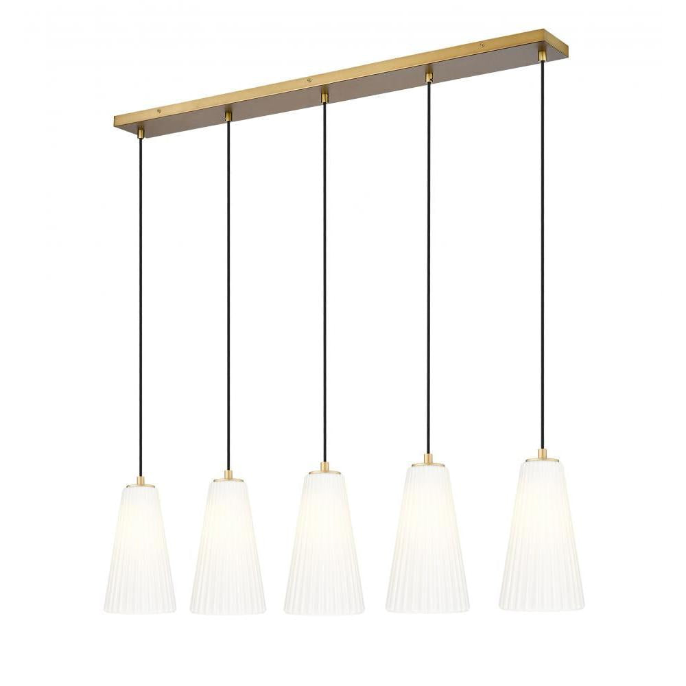 5 Light Linear Chandelier-White