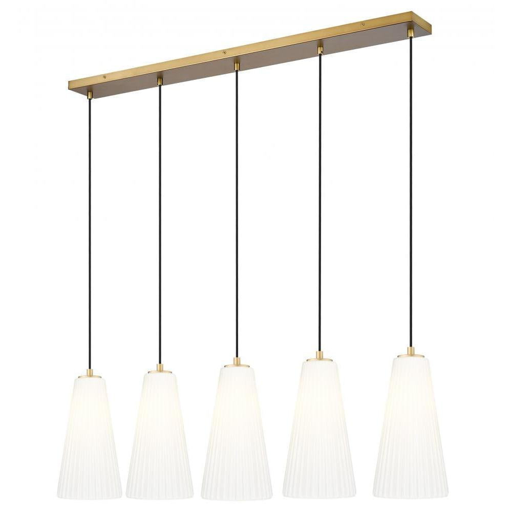 5 Light Linear Chandelier-White