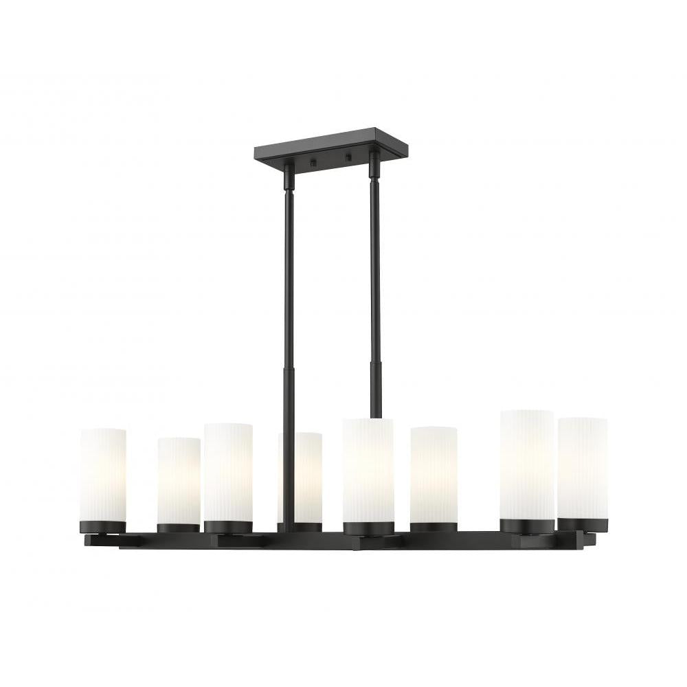 8 Light Linear Chandelier-White