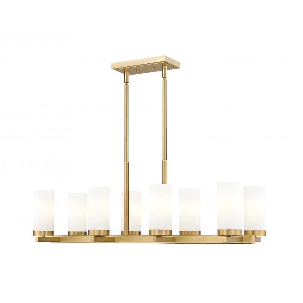 8 Light Linear Chandelier-White