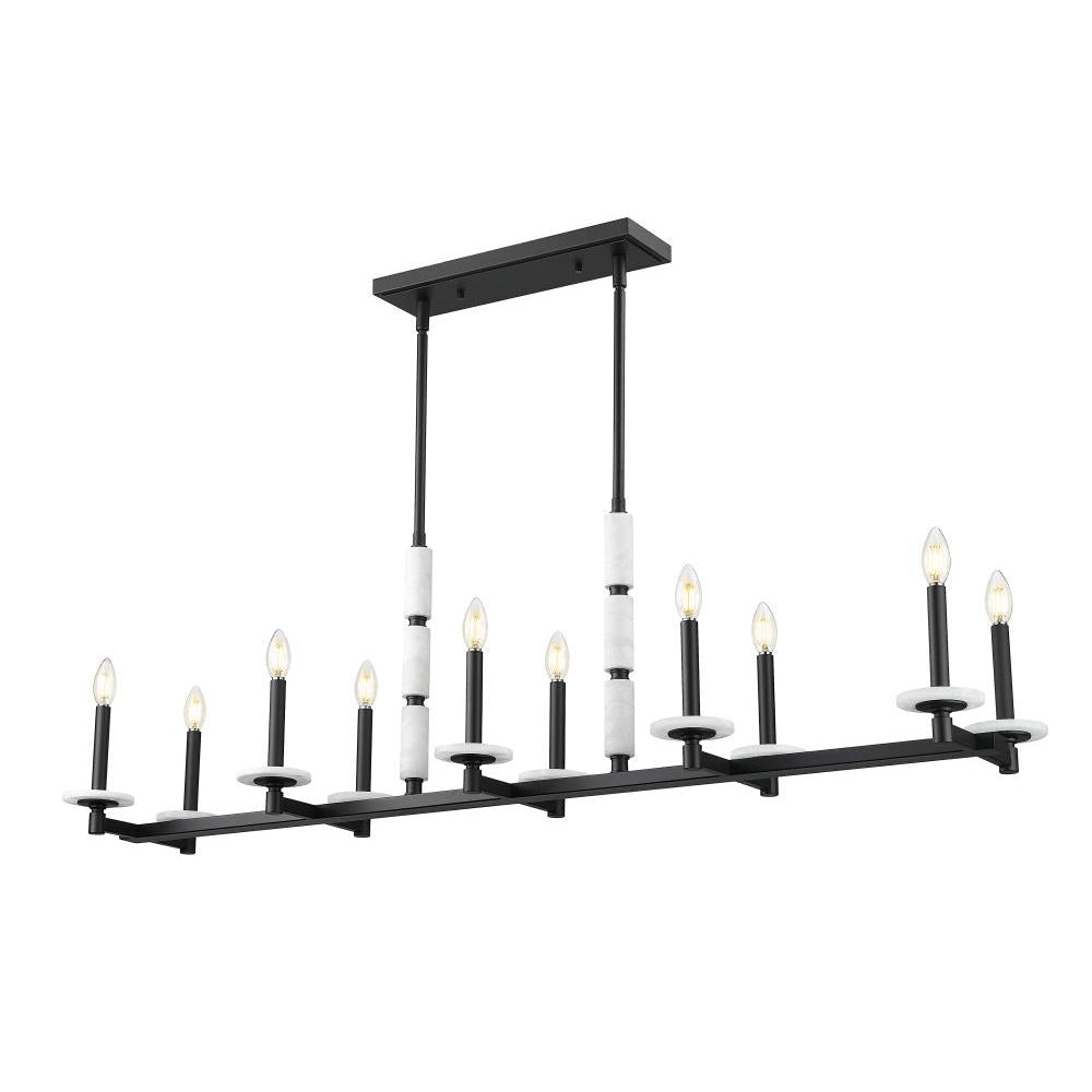 10 Light Linear Chandelier-Alabaster