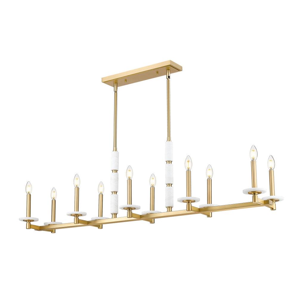 10 Light Linear Chandelier-Alabaster