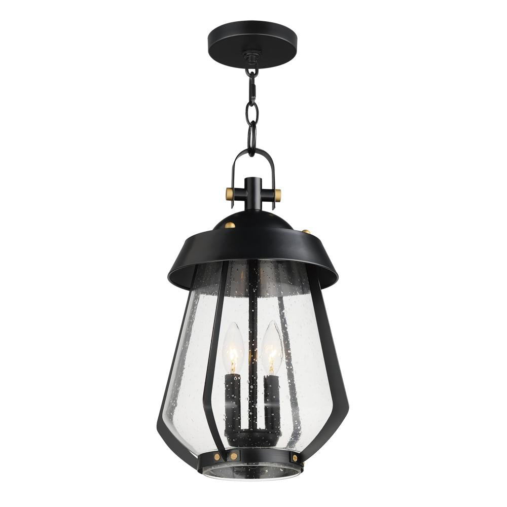Mariner-Outdoor Pendant - Black / Antique Brass