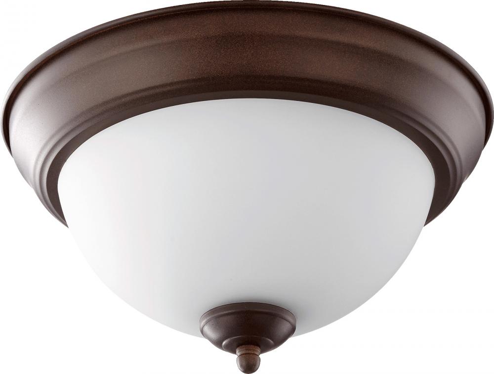 Quorum Lighting 3063-11-86 Flush Mount Traditional - Oiled Bronze W Satin Opal