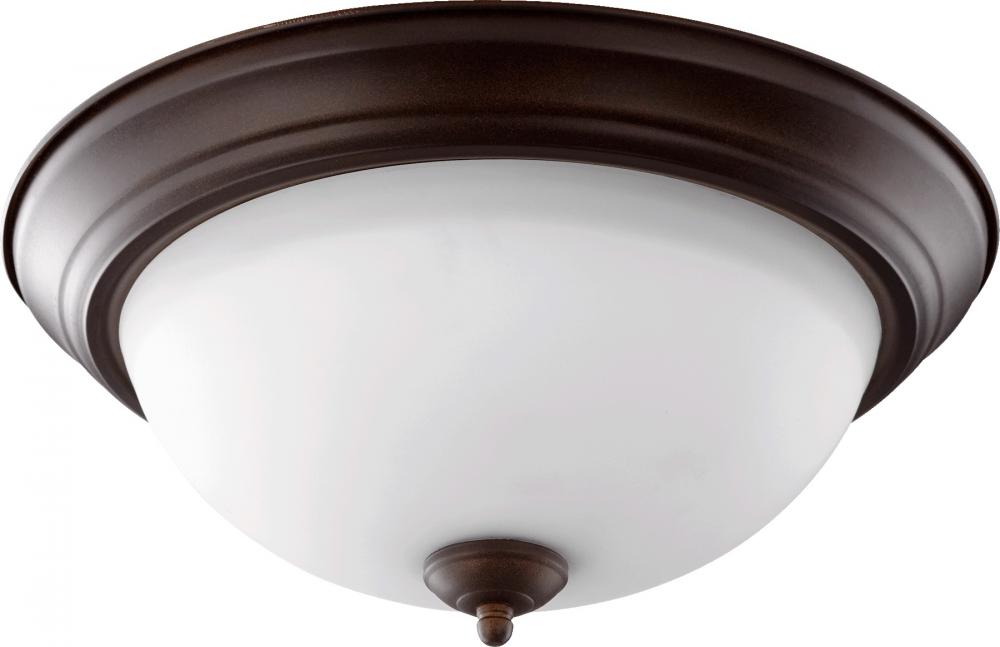 Quorum Lighting 3063-15-86 Flush Mount Traditional - Oiled Bronze W Satin Opal