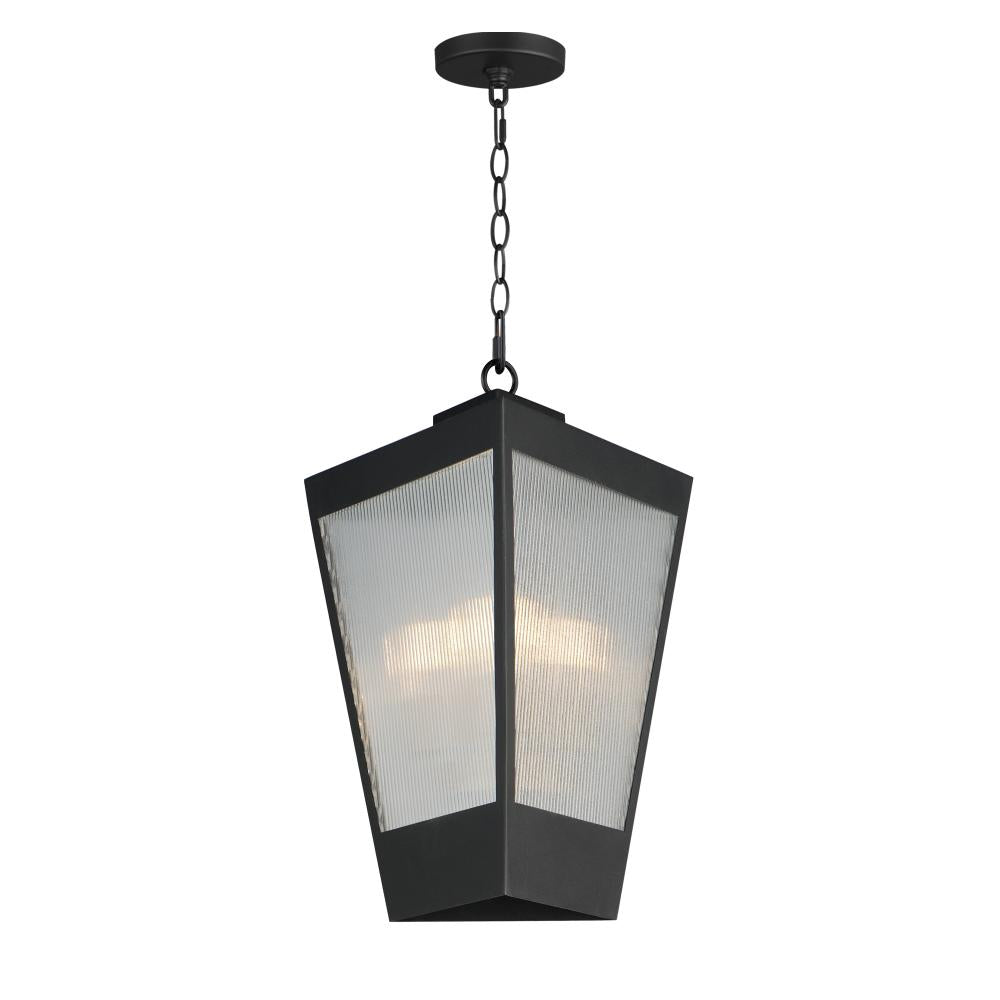 Triform-Outdoor Pendant - Black / Antique Brass