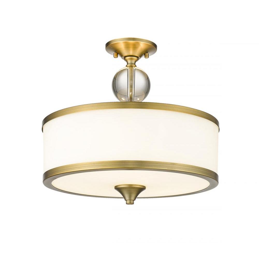 3 Light Semi Flush Mount Light-Etched White