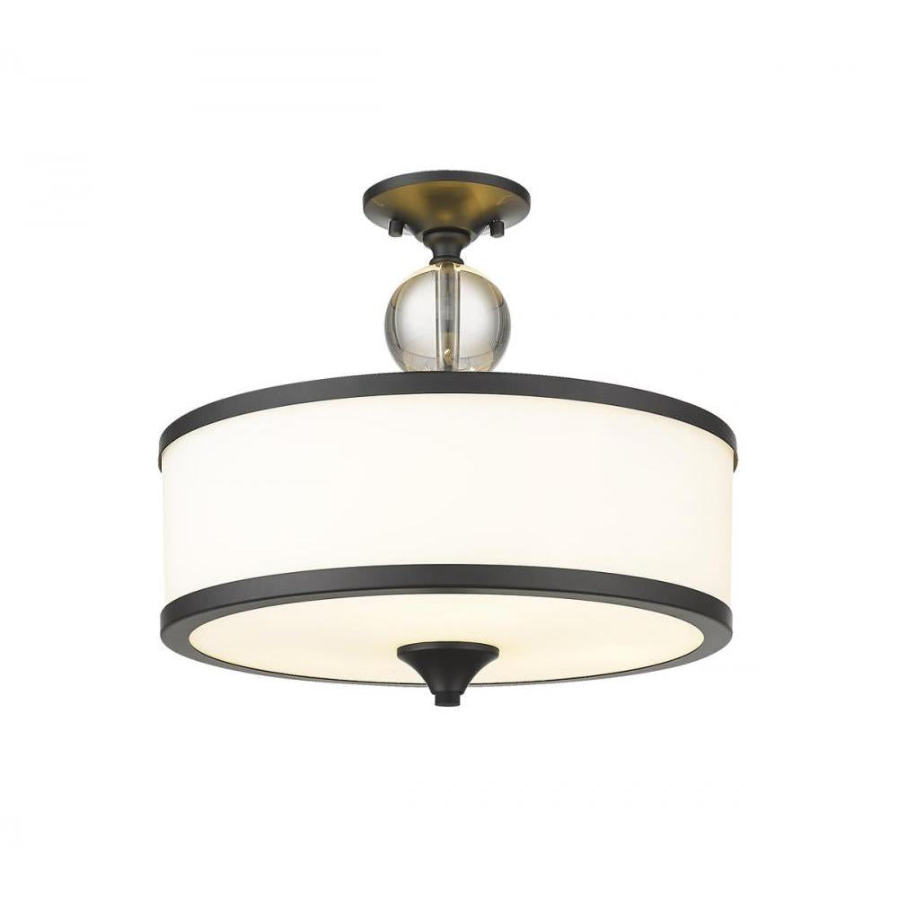 3 Light Semi Flush Mount Light-Etched White