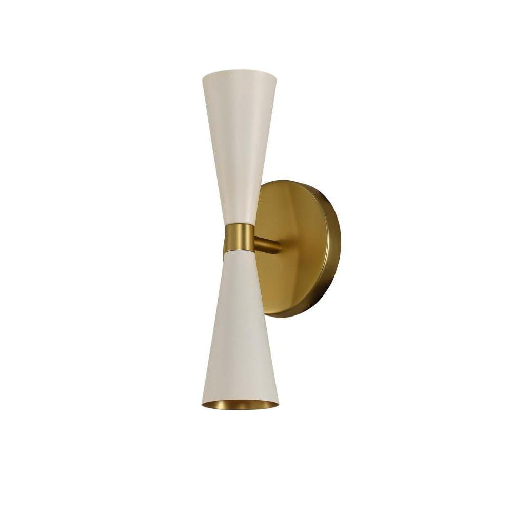 Milo 5 Inch Wall Sconce – White and Vintage Brass – 310422WVB