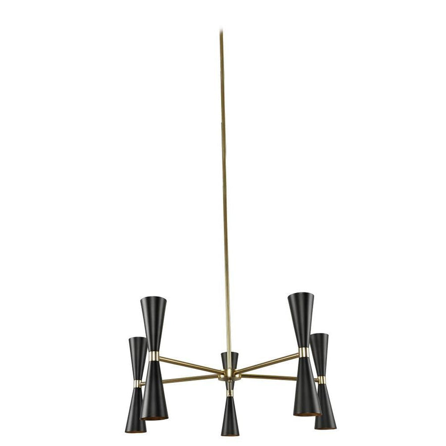 Milo 28 Inch Chandelier – White and Vintage Brass – 310470BVB