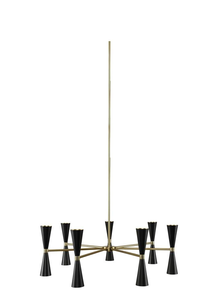 Kalco Lighting MILO 310471BVB Chandelier Mid Century Modern - Black And Vintage Brass