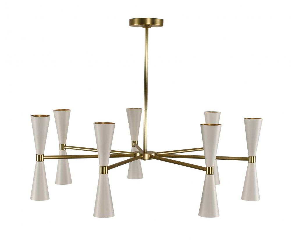 Kalco Lighting MILO 310471WVB Chandelier Mid Century Modern - White And Vintage Brass