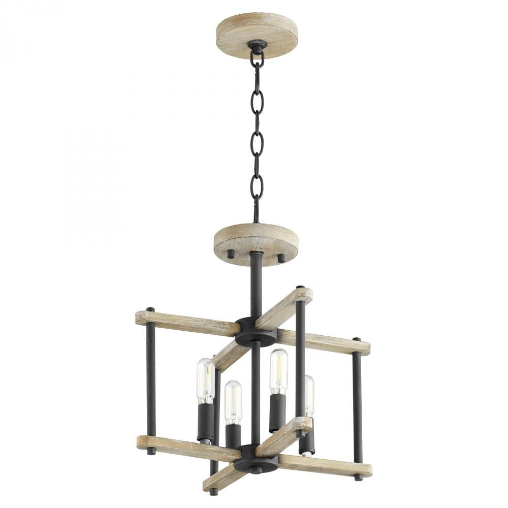 Quorum Lighting SILVA 3134-14-69 Flush Mount Transitional - Textured Black W Weathered Oak