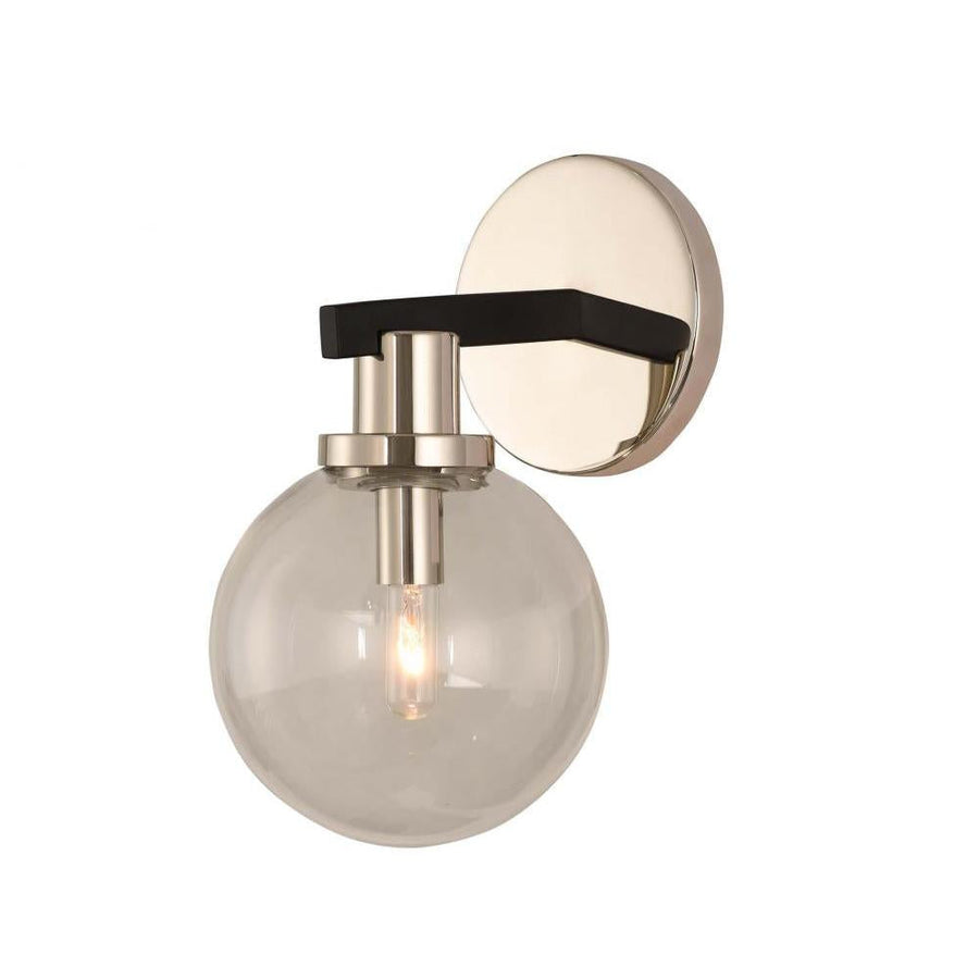 Cameo 6 Inch Wall Sconce – Matte Black Finish With Nickel Accents – 315421BPN