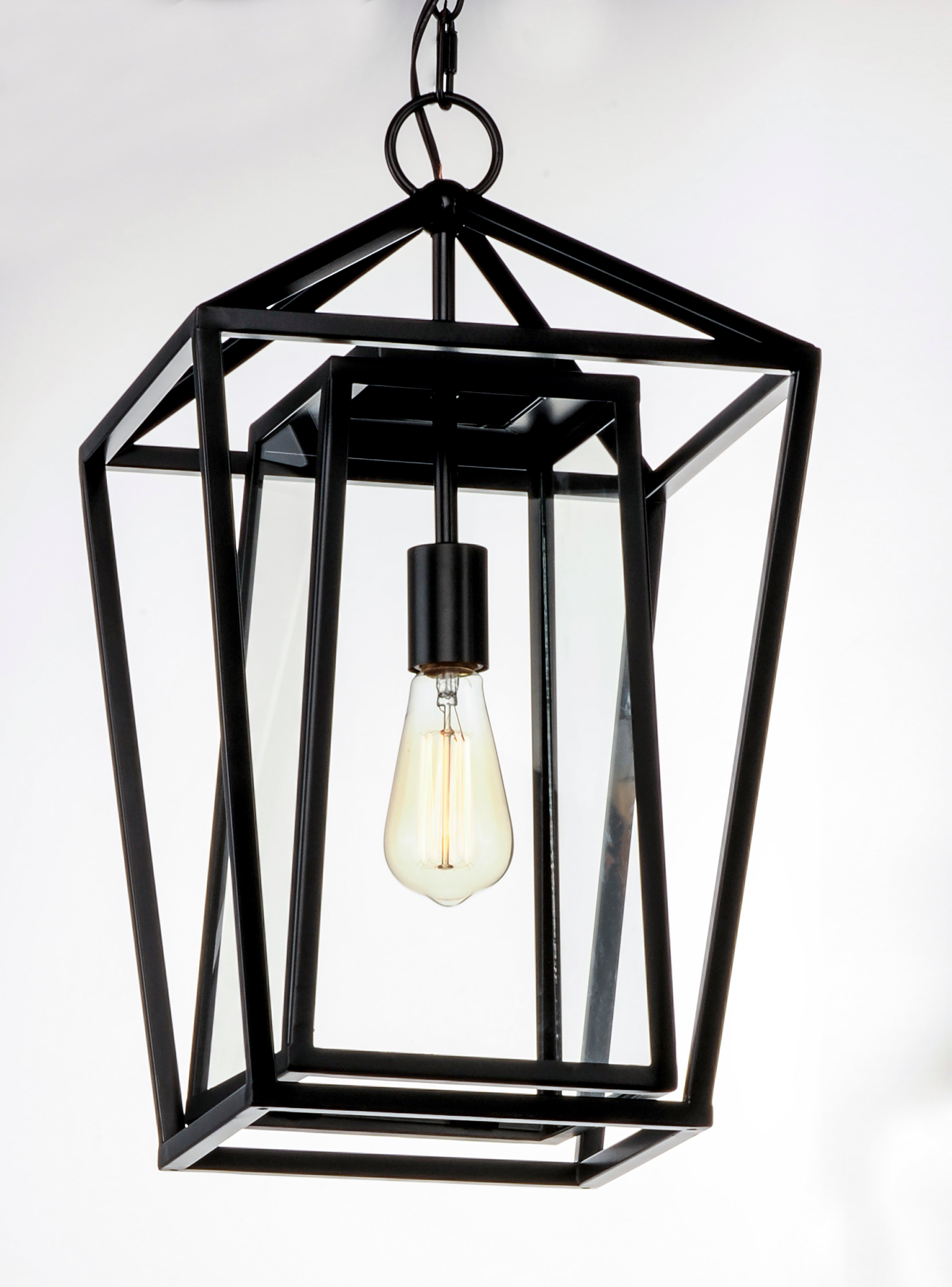 12 Inch Outdoor Hanging Lantern – Black