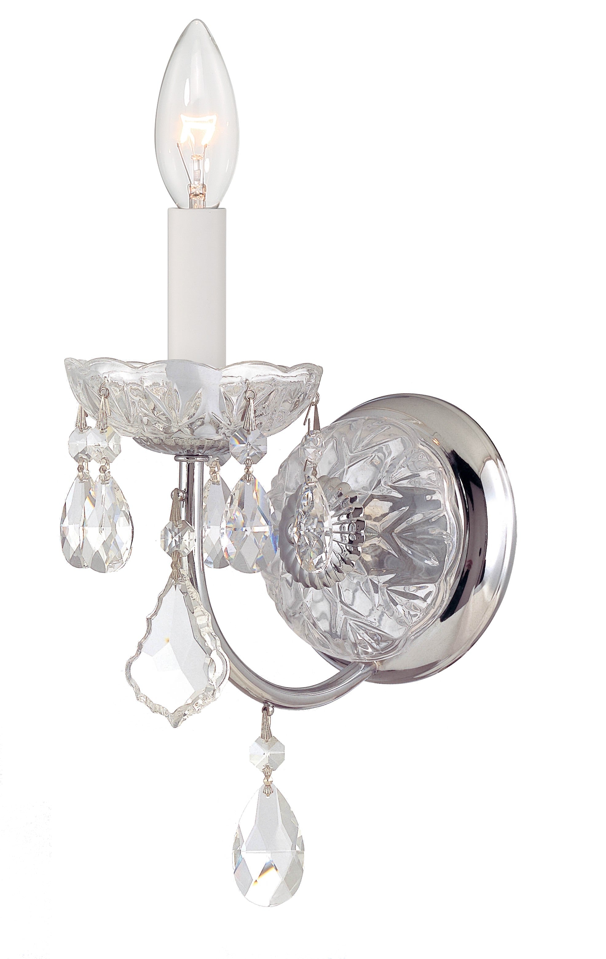 Crystorama Imperial 3221-CH-CL-I – 4.75 Inch – 1 Light – Sconce – Clear Crystal – Polished Chrome – Damp Rated