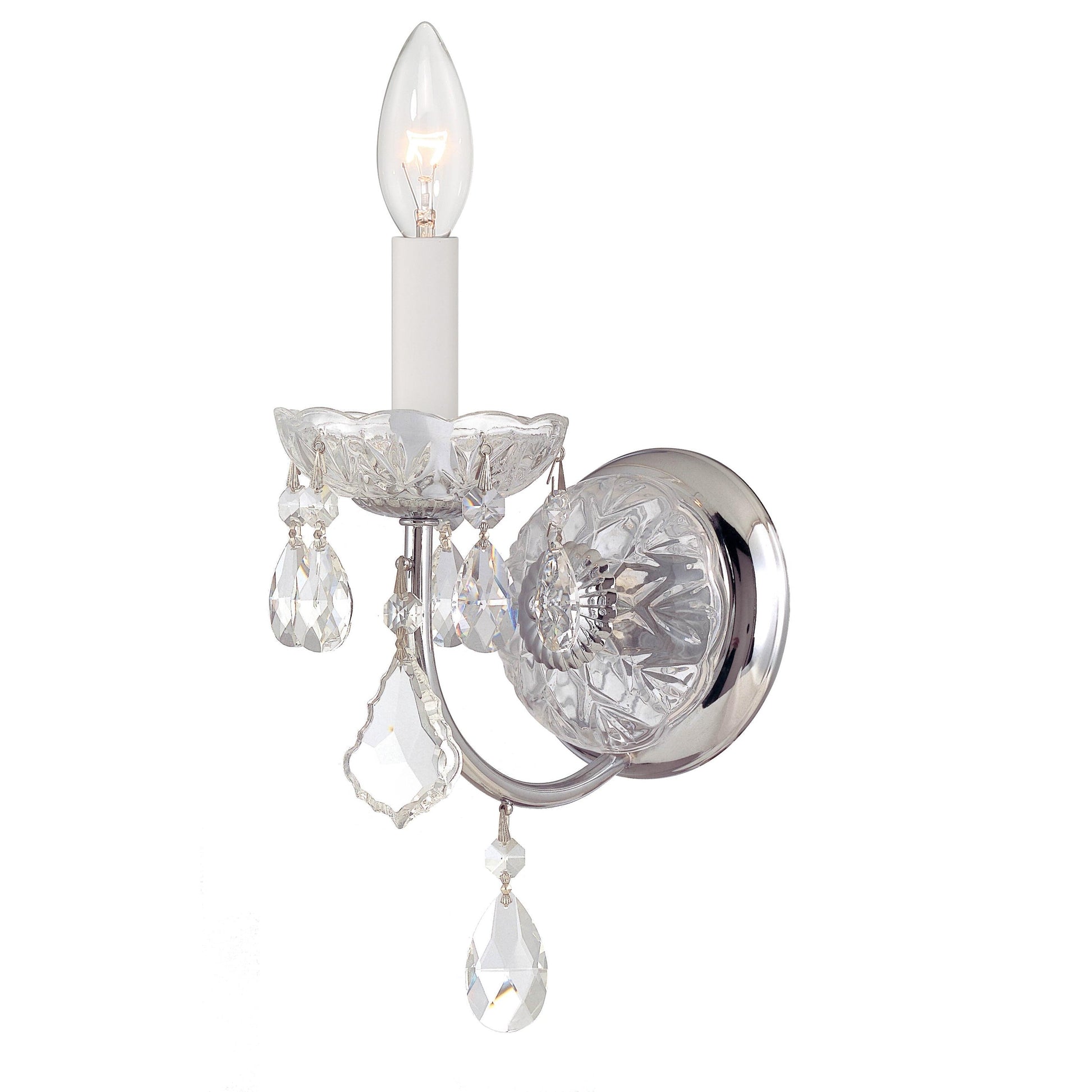 Crystorama Imperial 3221-CH-CL-MWP – 4.75 Inch – 1 Light – Sconce – Clear Crystal – Polished Chrome – Damp Rated