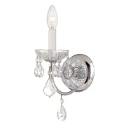 Crystorama 3221-CH-CL-MWP Imperial 1 Light Hand Cut Crystal Sconce, UL Damp Rated, Polished Chrome