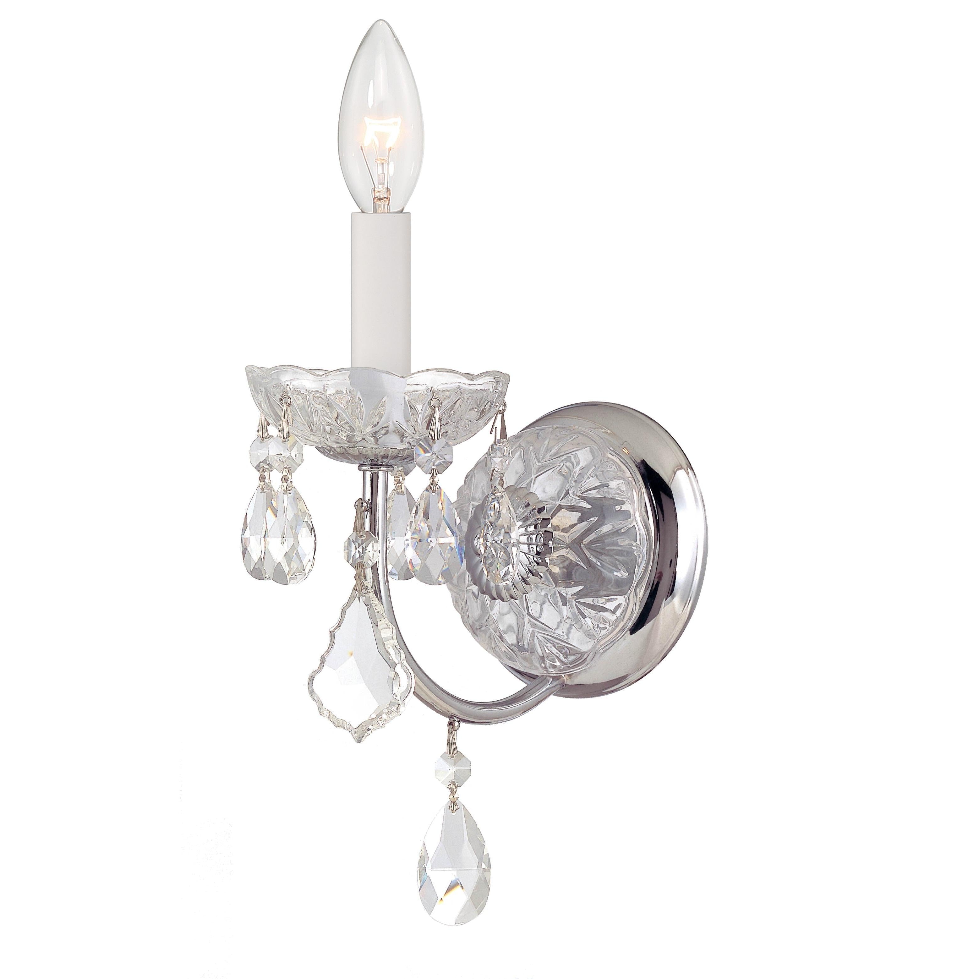 Crystorama Imperial 3221-CH-CL-SAQ – 4.75 Inch – 1 Light – Sconce – Clear Crystal – Polished Chrome – Damp Rated
