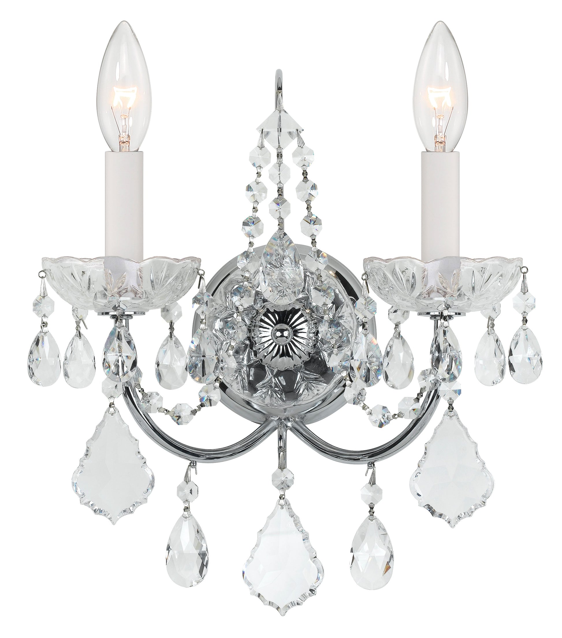 Crystorama Imperial 3222-CH-CL-I – 12 Inch – 2 Light – Sconce – Clear Crystal – Polished Chrome – Dry Rated