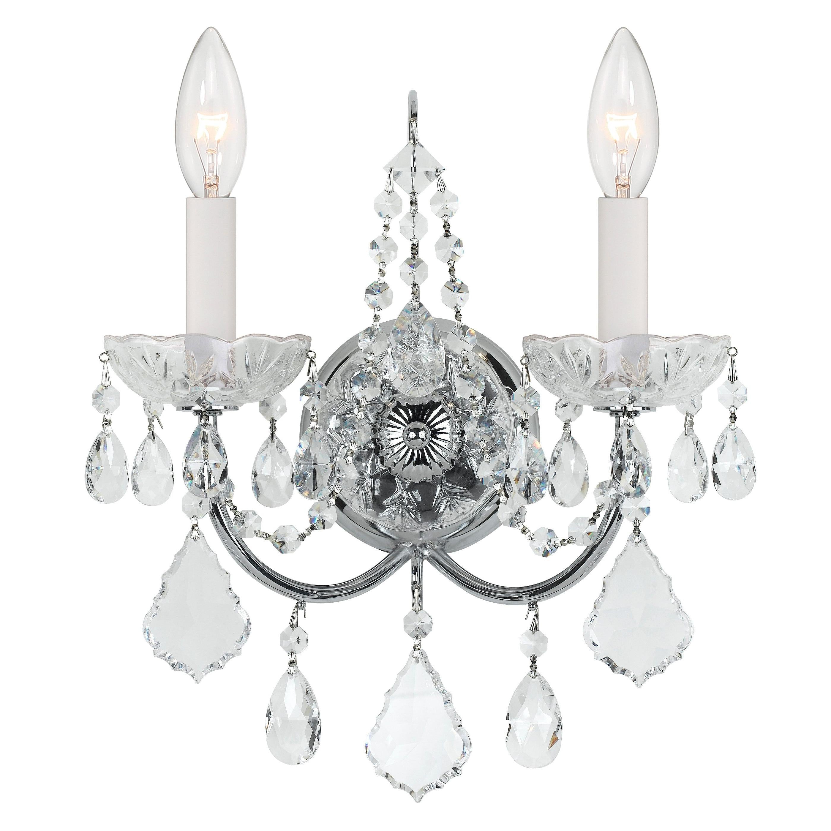 Crystorama Imperial 3222-CH-CL-I – 12 Inch – 2 Light – Sconce – Clear Crystal – Polished Chrome – Dry Rated