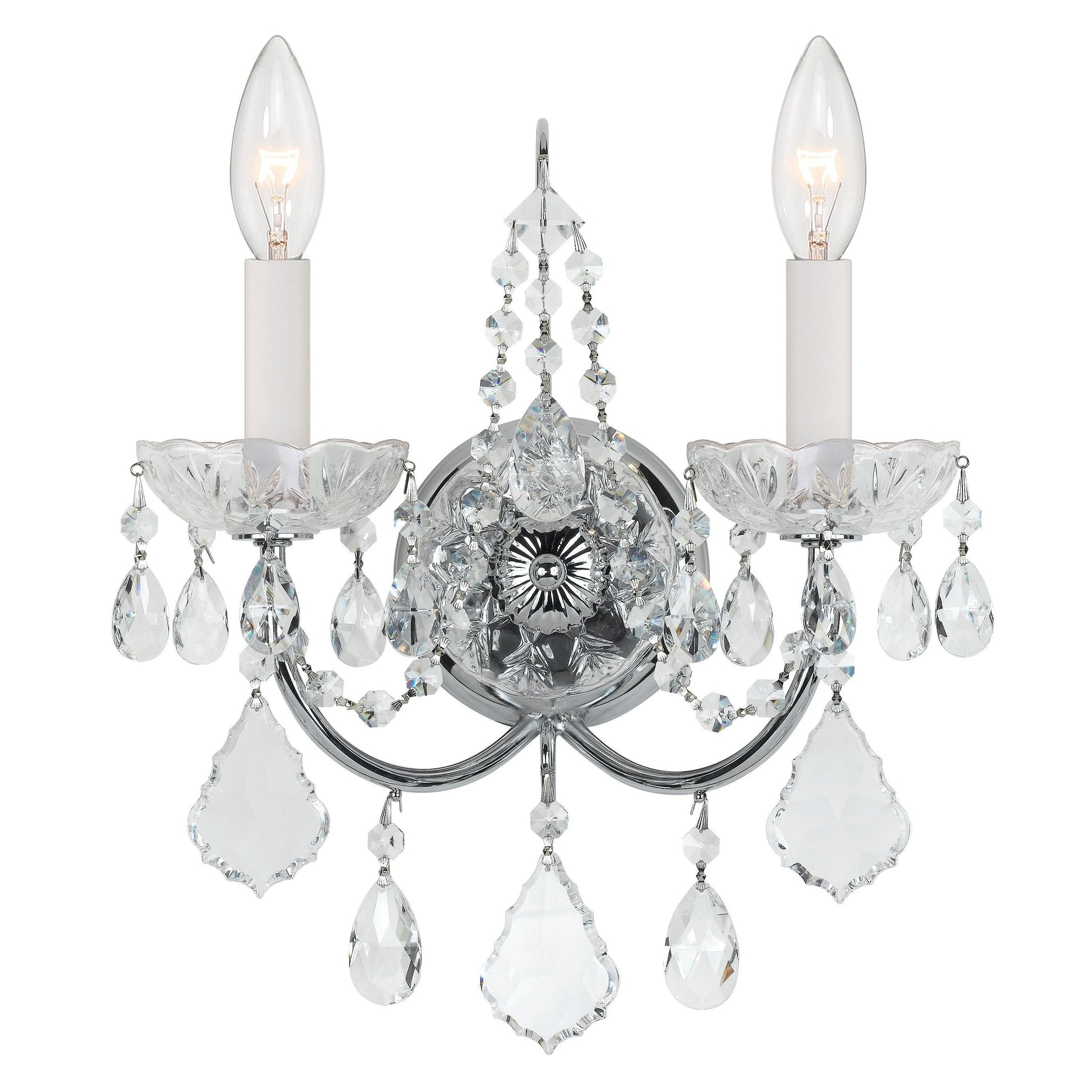 Crystorama Imperial 3222-CH-CL-SAQ – 12 Inch – 2 Light – Sconce – Clear Crystal – Polished Chrome – Dry Rated