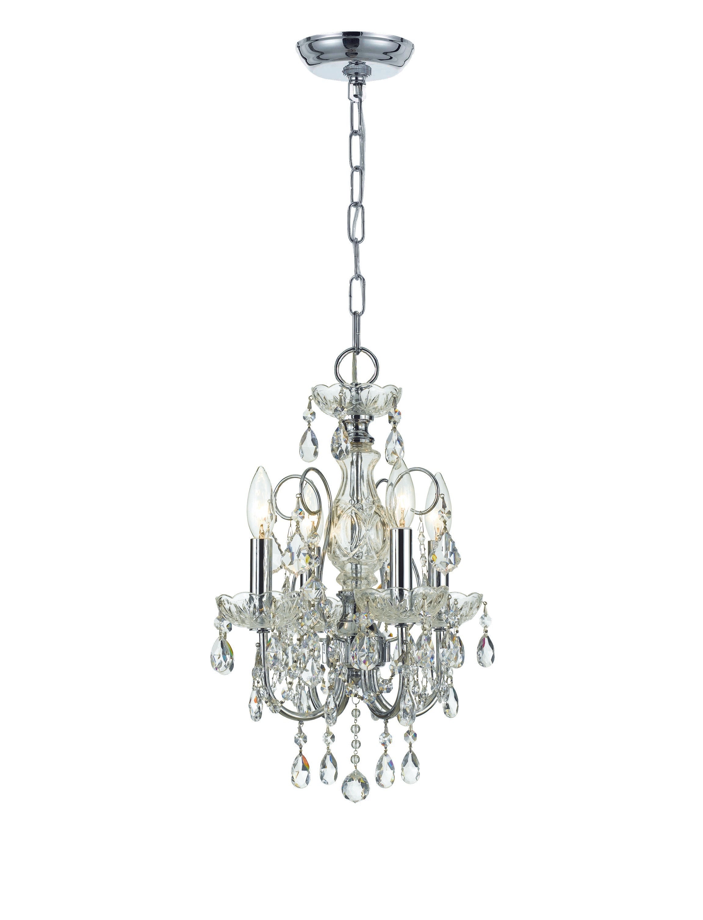 Crystorama Imperial 3224-CH-CL-I – 12 Inch – 4 Light – Chandelier – Clear Crystal – Polished Chrome – Dry Rated