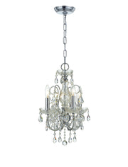 Crystorama Imperial 3224-CH-CL-MWP – 12 Inch – 4 Light – Chandelier – Clear Crystal – Polished Chrome – Dry Rated
