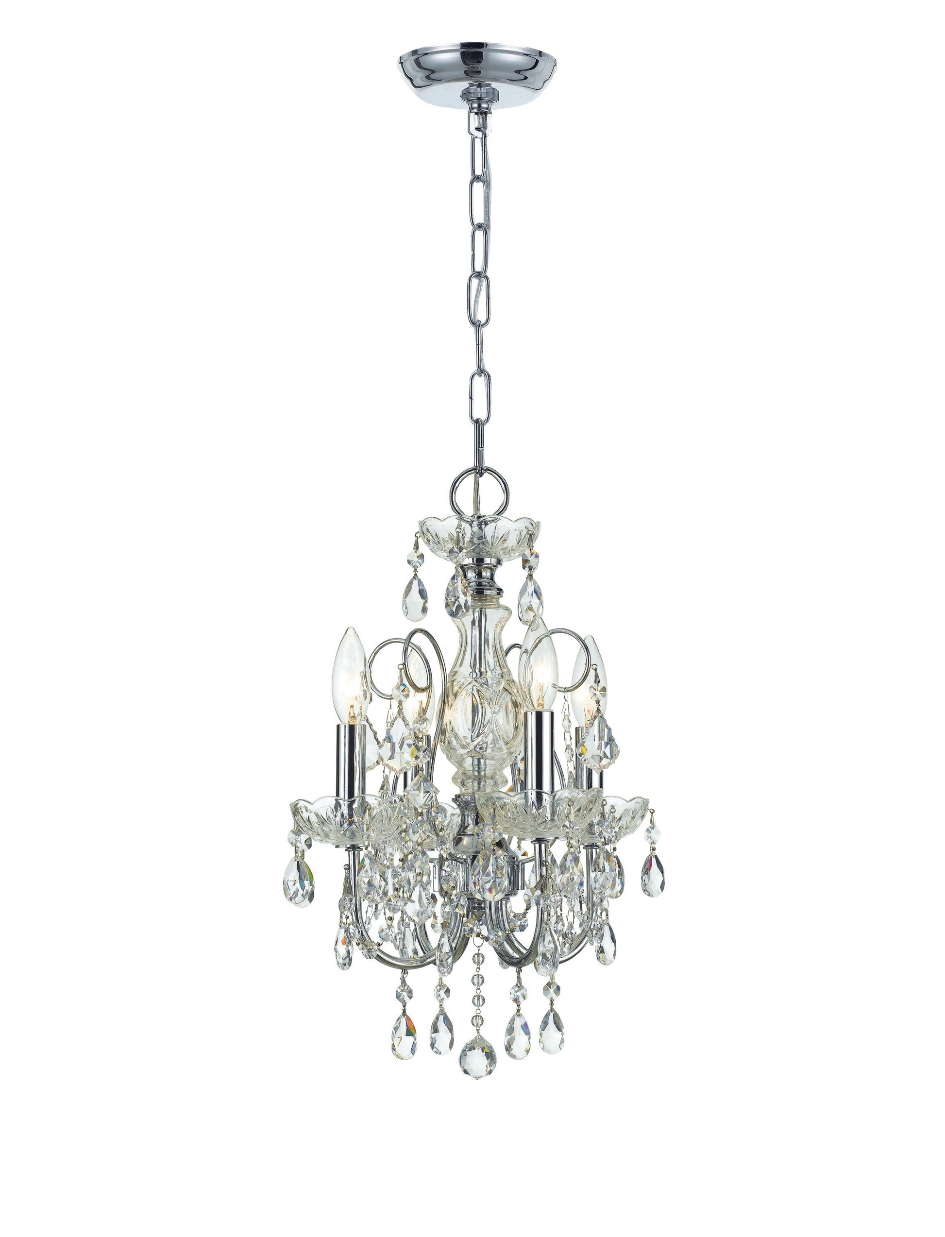 Crystorama Imperial 3224-CH-CL-MWP – 12 Inch – 4 Light – Chandelier – Clear Crystal – Polished Chrome – Dry Rated