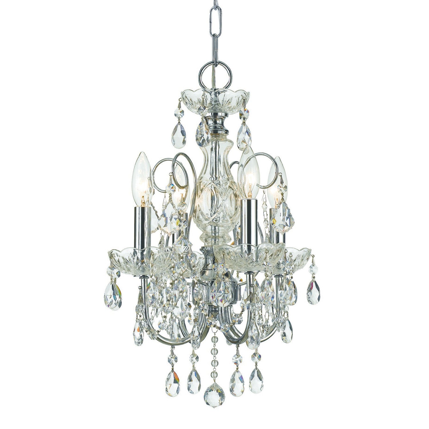 Crystorama Imperial 3224-CH-CL-MWP – 12 Inch – 4 Light – Chandelier – Clear Crystal – Polished Chrome – Dry Rated