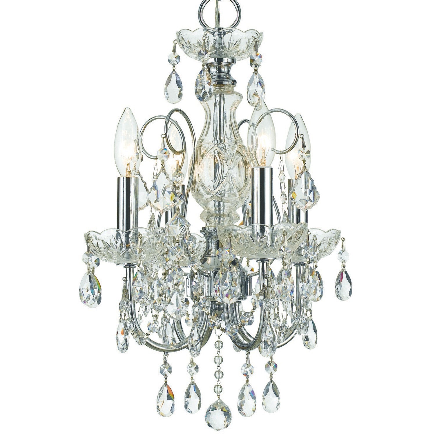 Crystorama Imperial 3224-CH-CL-MWP – 12 Inch – 4 Light – Chandelier – Clear Crystal – Polished Chrome – Dry Rated