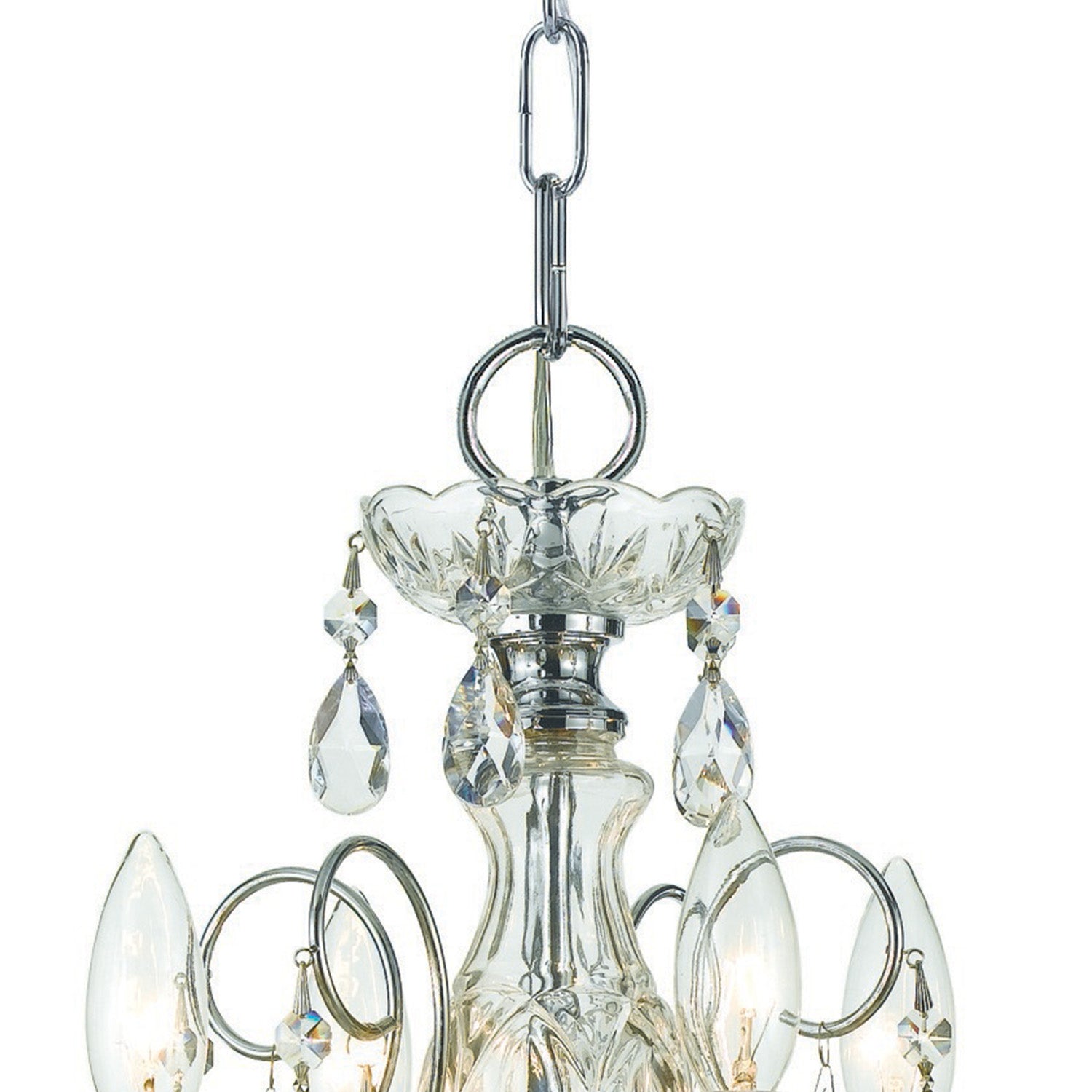 Crystorama Imperial 3224-CH-CL-MWP – 12 Inch – 4 Light – Chandelier – Clear Crystal – Polished Chrome – Dry Rated