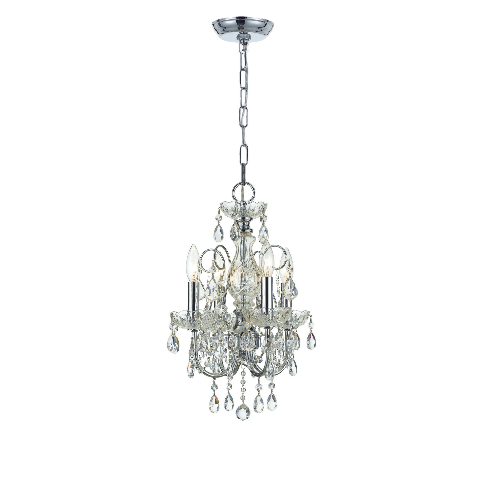 Crystorama Imperial 3224-CH-CL-SAQ – 12 Inch – 4 Light – Chandelier – Clear Crystal – Polished Chrome – Dry Rated