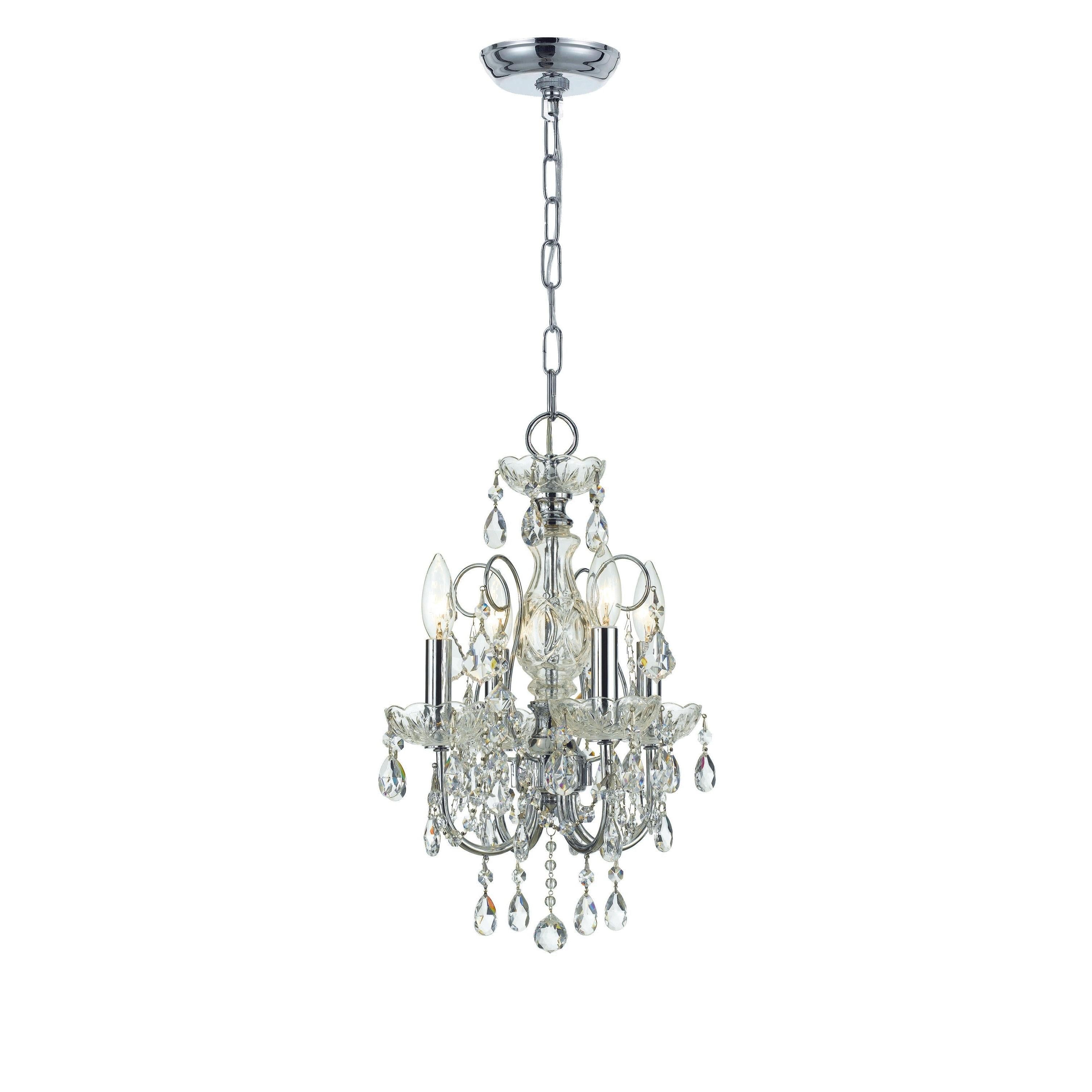 Crystorama Imperial 3224-CH-CL-SAQ – 12 Inch – 4 Light – Chandelier – Clear Crystal – Polished Chrome – Dry Rated