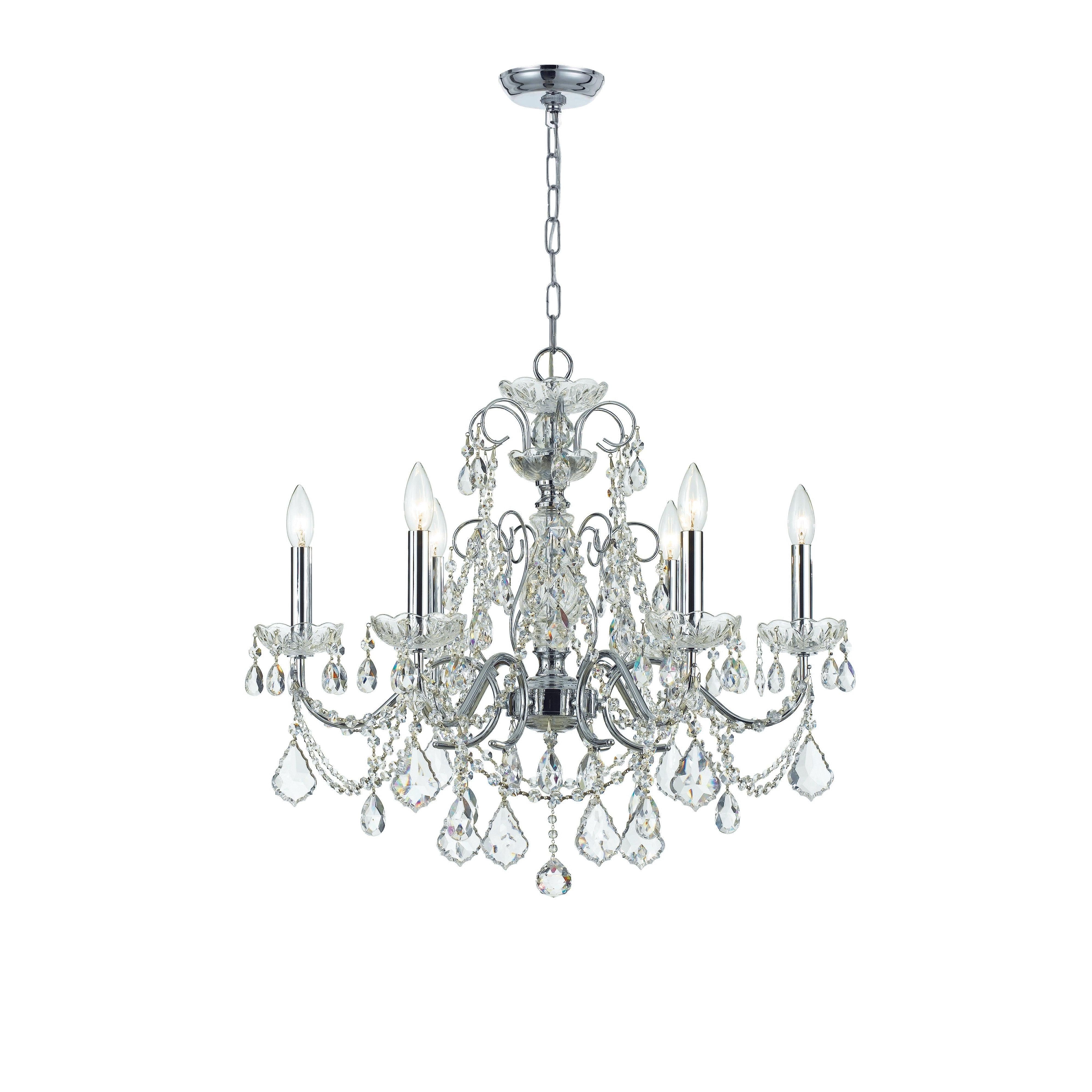 Crystorama Imperial 3226-CH-CL-S – 26 Inch – 6 Light – Chandelier – Clear Crystal – Polished Chrome – Dry Rated