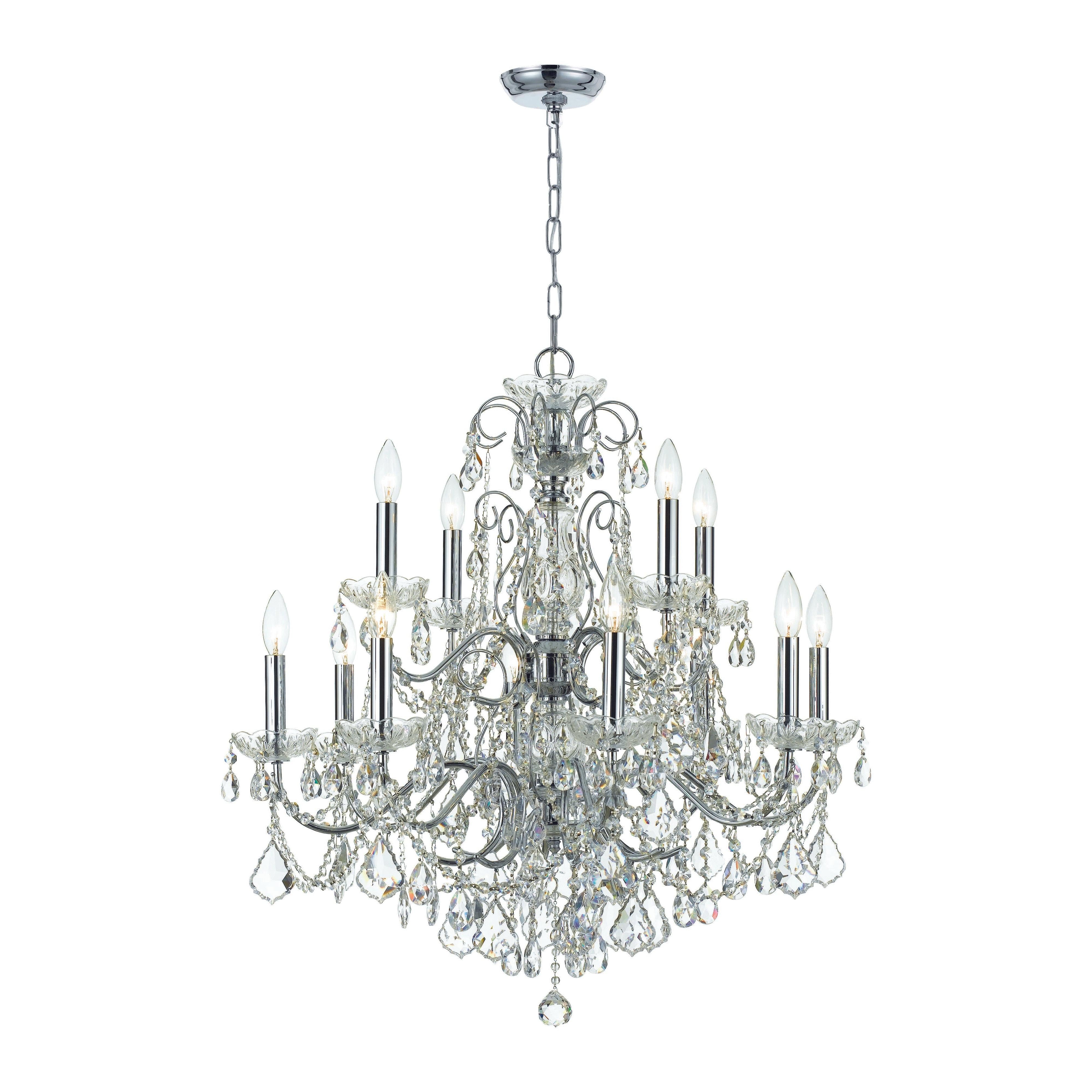 Crystorama Imperial 3228-CH-CL-S – 29.5 Inch – 12 Light – Chandelier – Clear Crystal – Polished Chrome – Dry Rated