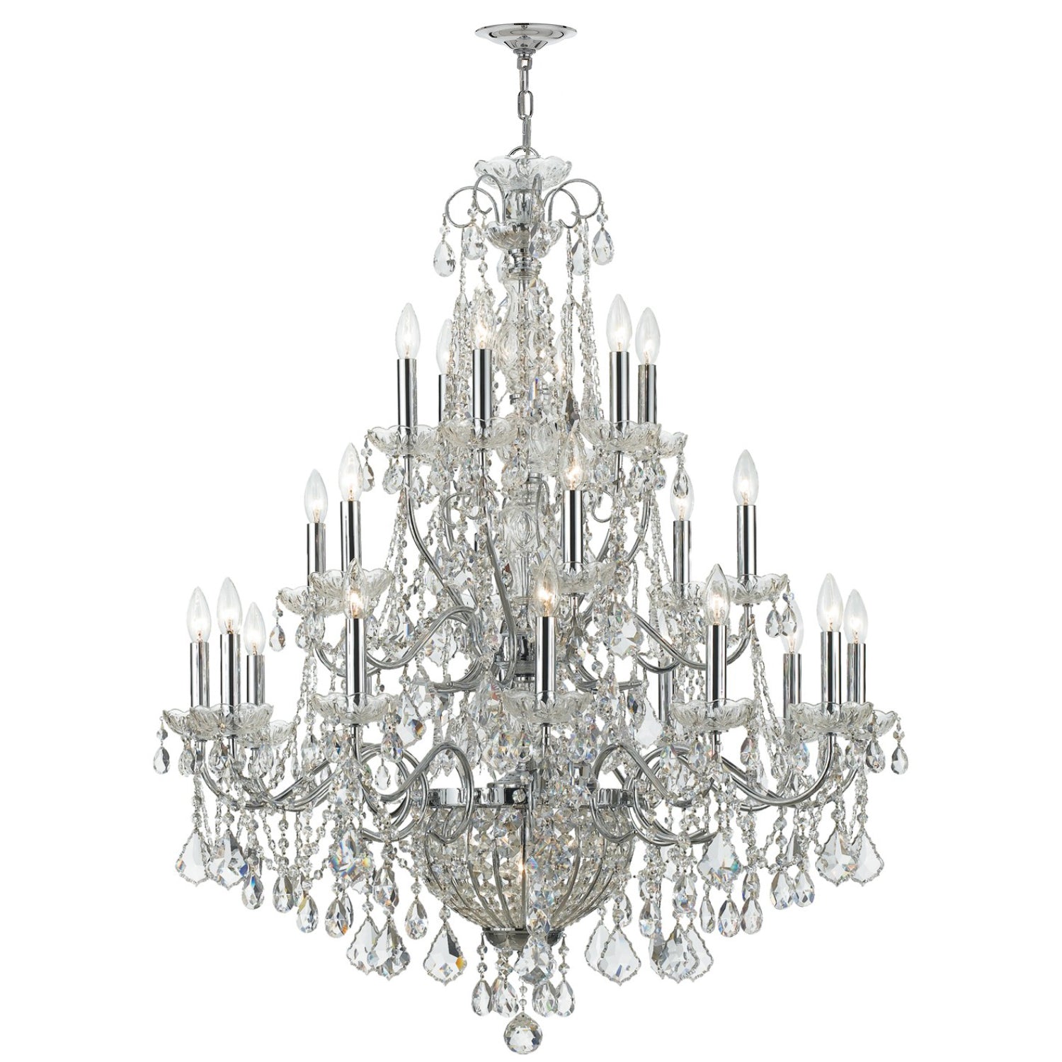 Crystorama Imperial 3229-CH-CL-MWP – 36.5 Inch – 26 Light – Chandelier – Clear Crystal – Polished Chrome – Dry Rated