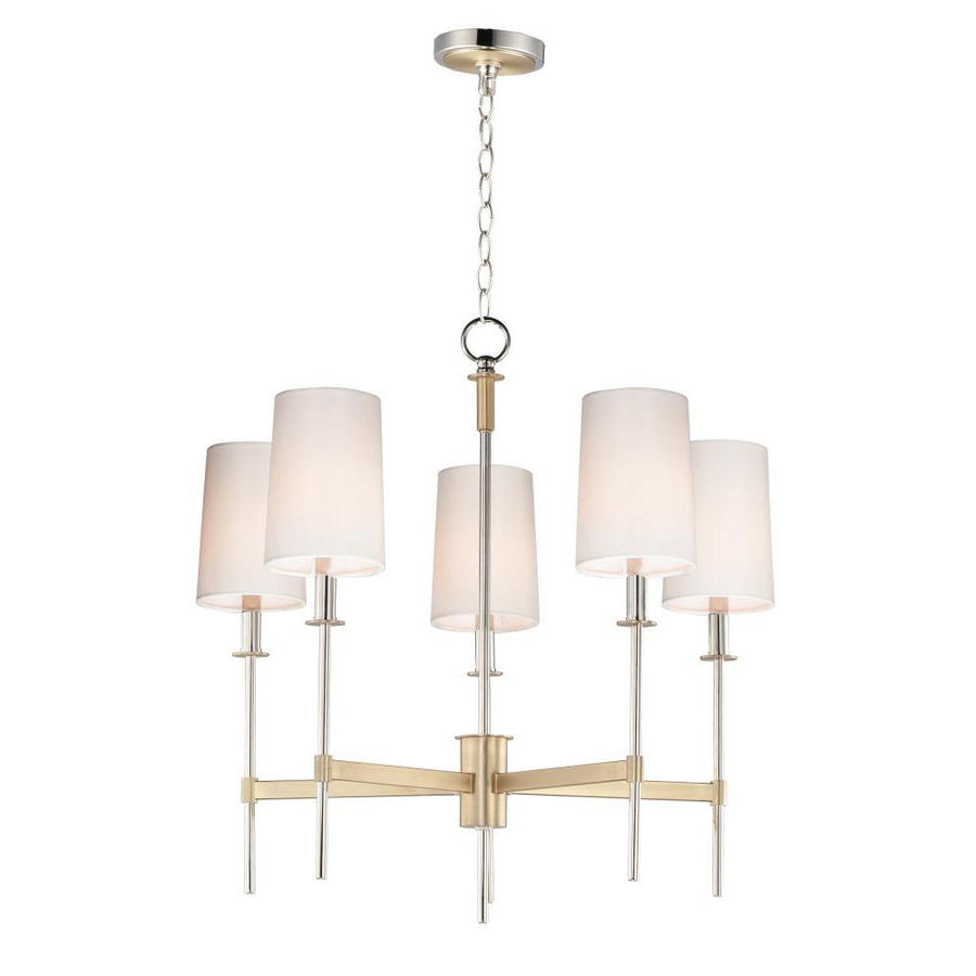 Uptown 26 Inch Chandelier – Satin Brass / Polished Nickel