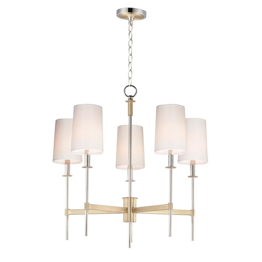Uptown 26 Inch Chandelier – Satin Brass / Polished Nickel