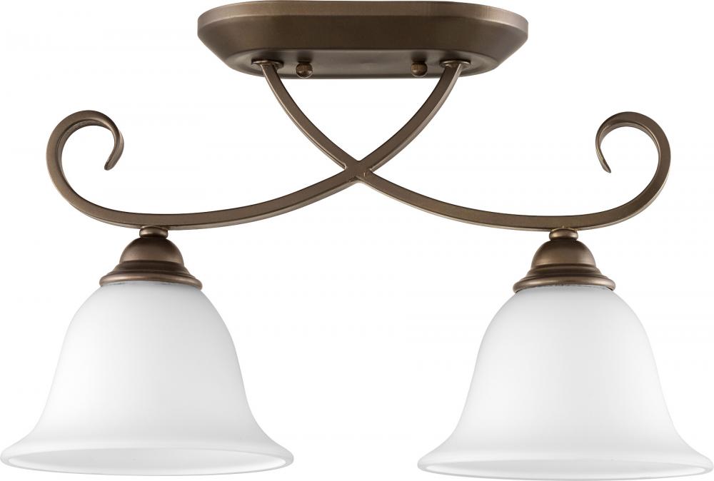 Quorum Lighting CELESTA 3253-2-186 Flush Mount Traditional - Oiled Bronze W Satin Opal