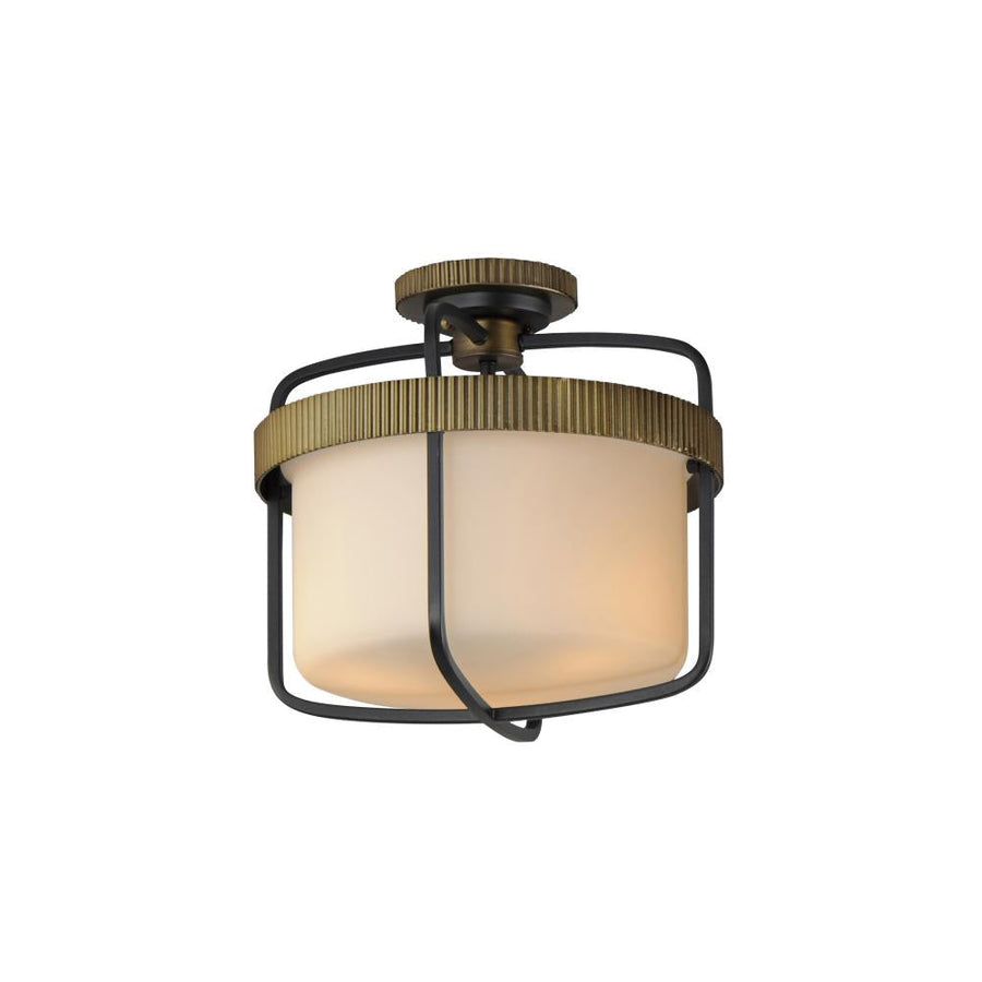 Maxim Lighting 32650SWBKAB Ruffles 13.75 Inch Semi Flush Mount Light – Black / Antique Brass