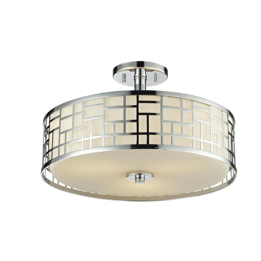 3 Light Semi Flush Mount Light-Matte Opal