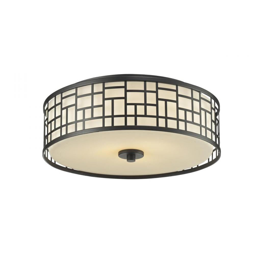 3 Light Flush Mount Light-Matte Opal