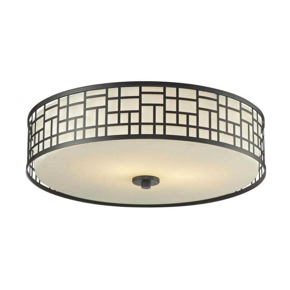 3 Light Flush Mount Light-Matte Opal