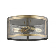 2 Light Flush Mount Light-Natural Brass