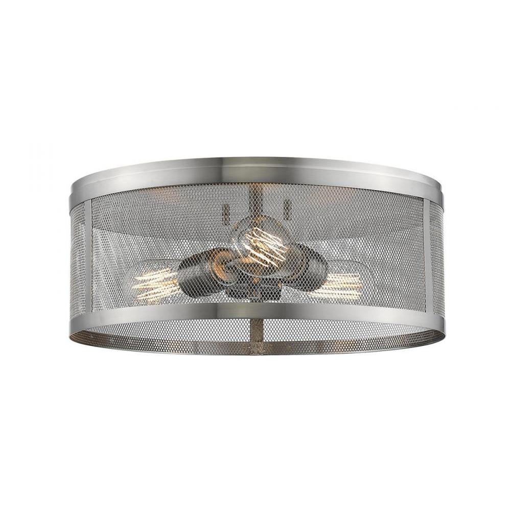 3 Light Flush Mount Light-Brushed Nickel