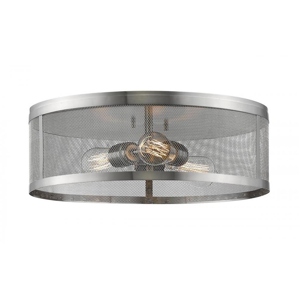 3 Light Flush Mount Light-Brushed Nickel