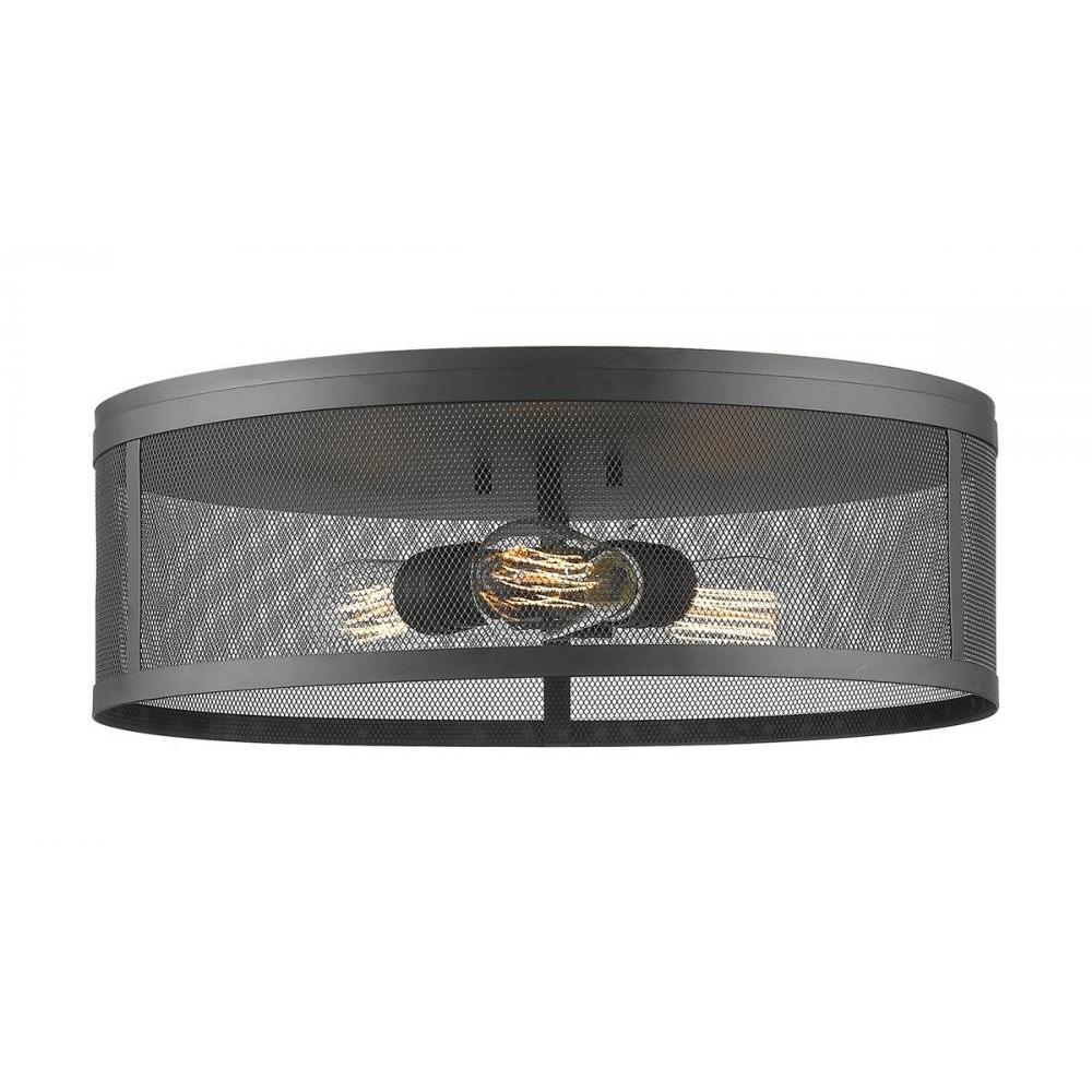3 Light Flush Mount Light-Bronze